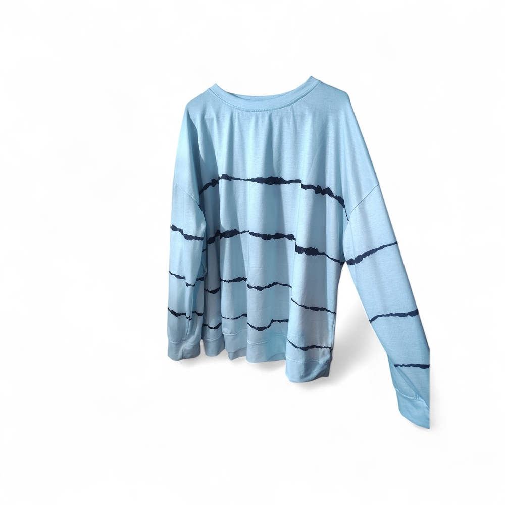 Light Blue Striped Long-Sleeve Tee